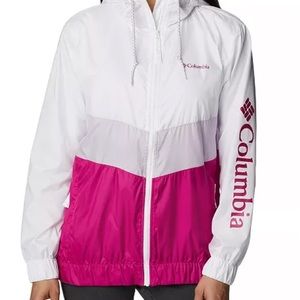 NWT XL Sandy Sail Windbreaker by Columbia in white, lilac & pink barbiecore